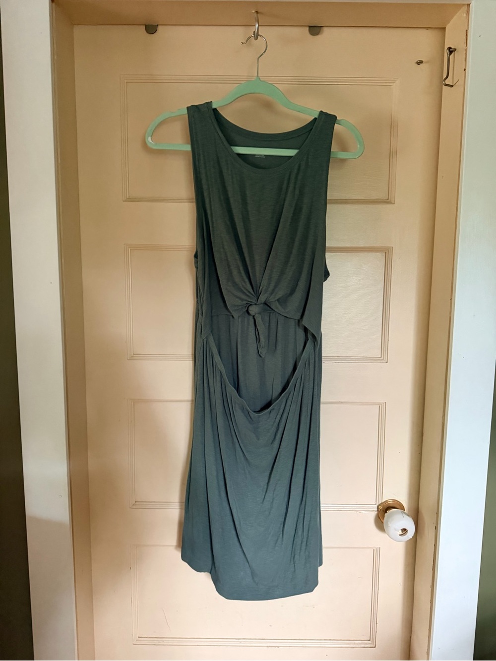 aerie Sleeveless Knot-Front Mini Dress in Olive